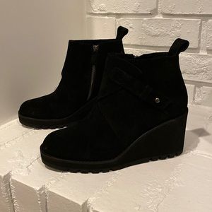 Eileen Fisher Tinker Wedge Booties, black suede, size 7.5